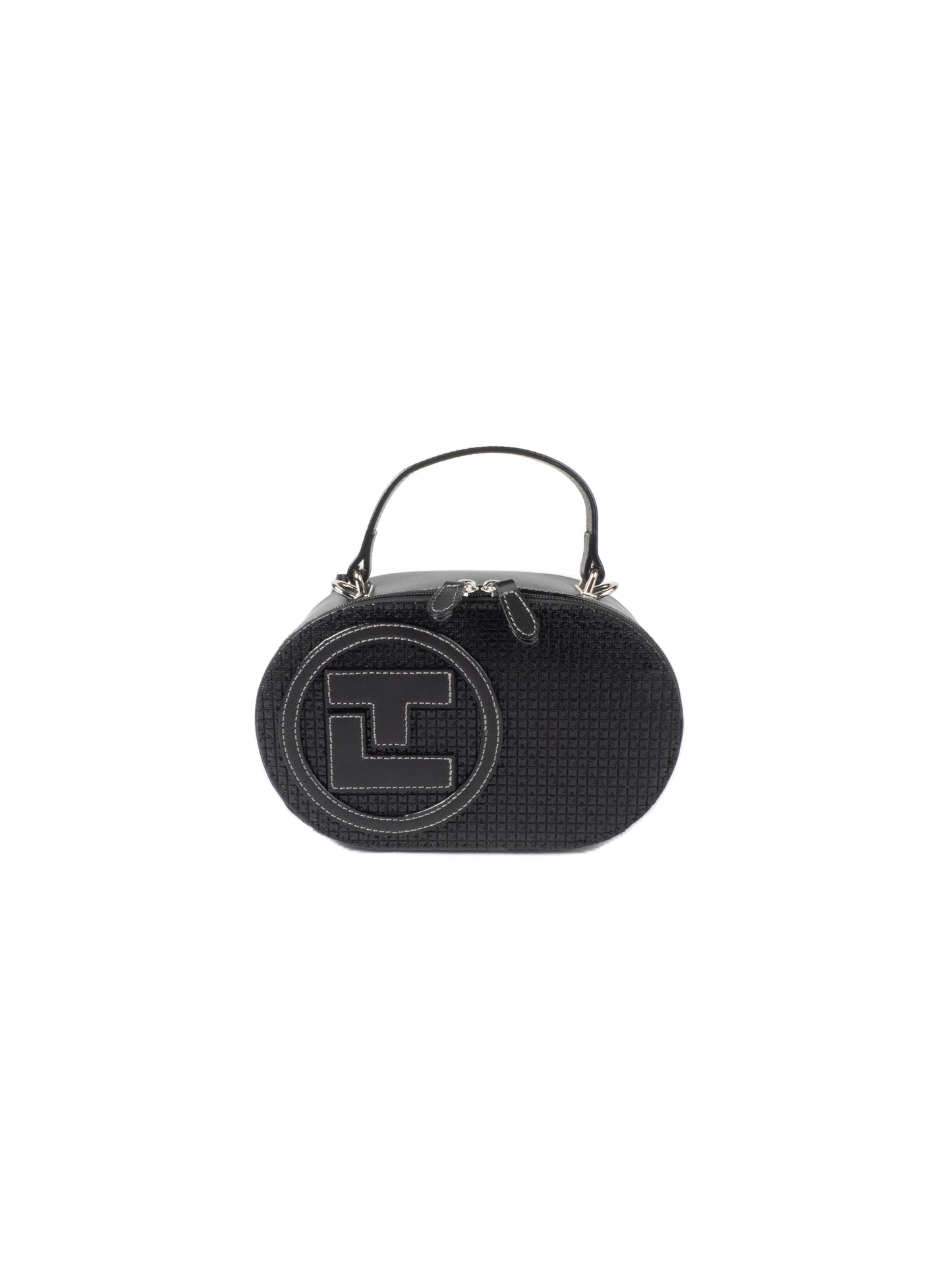 Sac à main Ted Lapidus Fidelio pilule en cuir noir avec logo