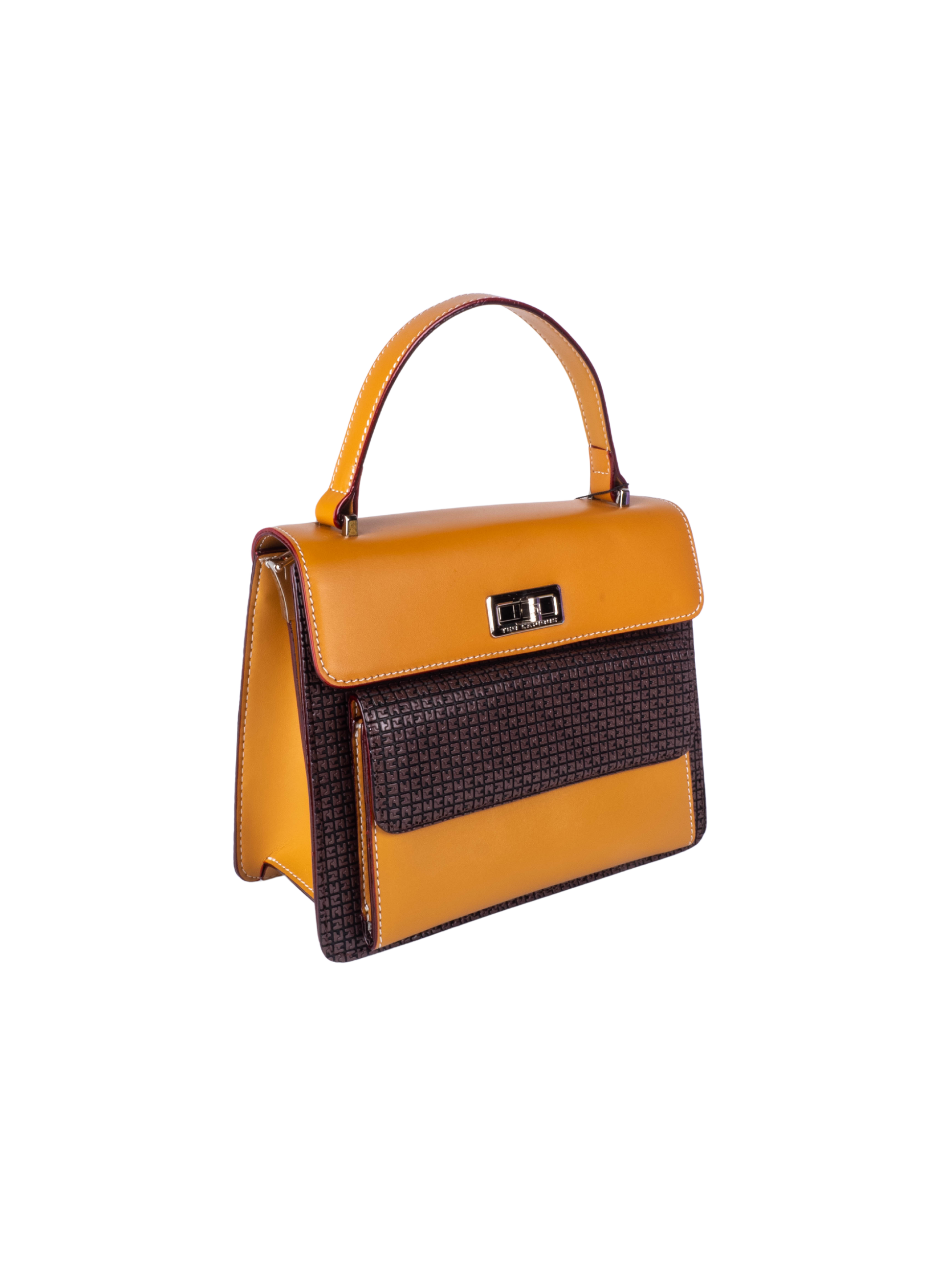 Petit sac cartable Ted Lapidus Fidelio marron, avec fermeture rotatif