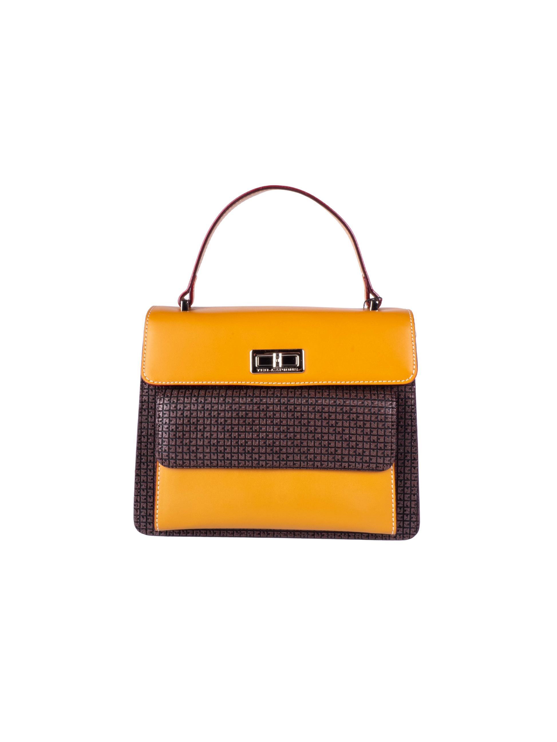 Petit sac cartable Ted Lapidus Fidelio marron, avec fermeture rotatif