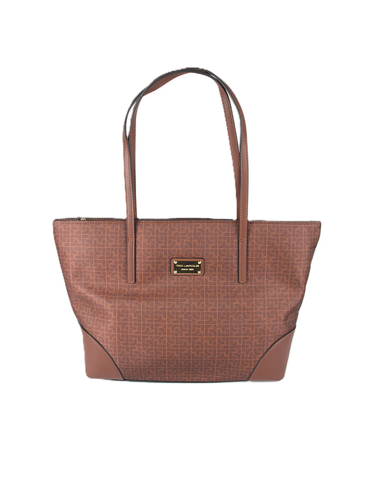 Sac à main Ted Lapidus Leeloo marron grand cabas vue de face