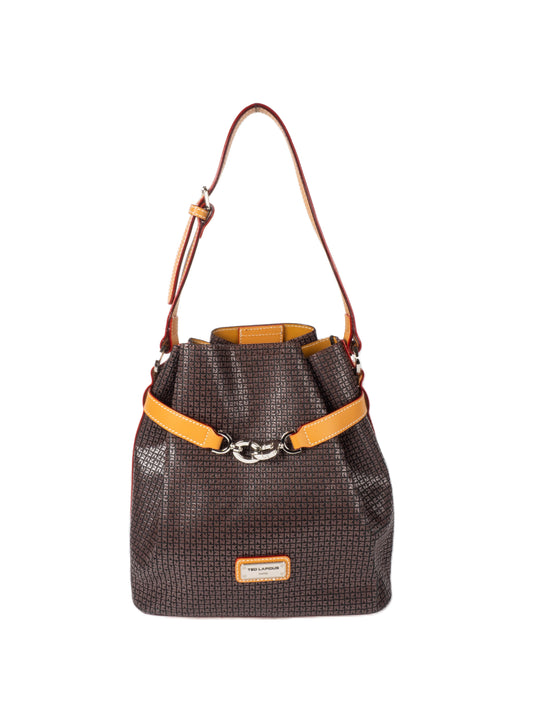 Sac à main porté épaule Ted Lapidus Fidelio en cuir marron