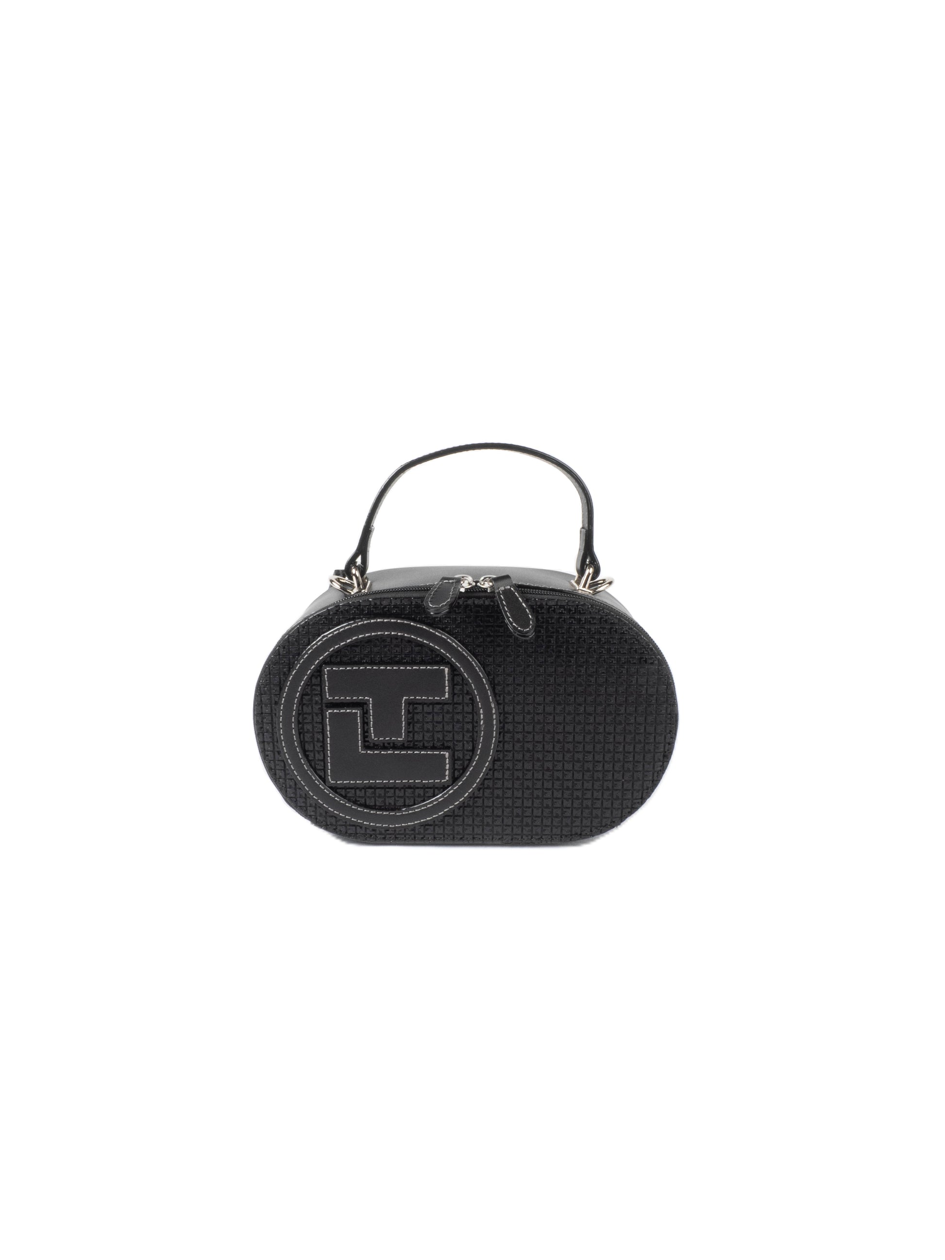 Sac à main Ted Lapidus Fidelio pilule en cuir noir avec logo