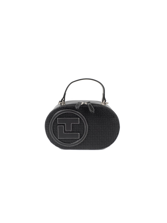 Sac à main Ted Lapidus Fidelio pilule en cuir noir avec logo