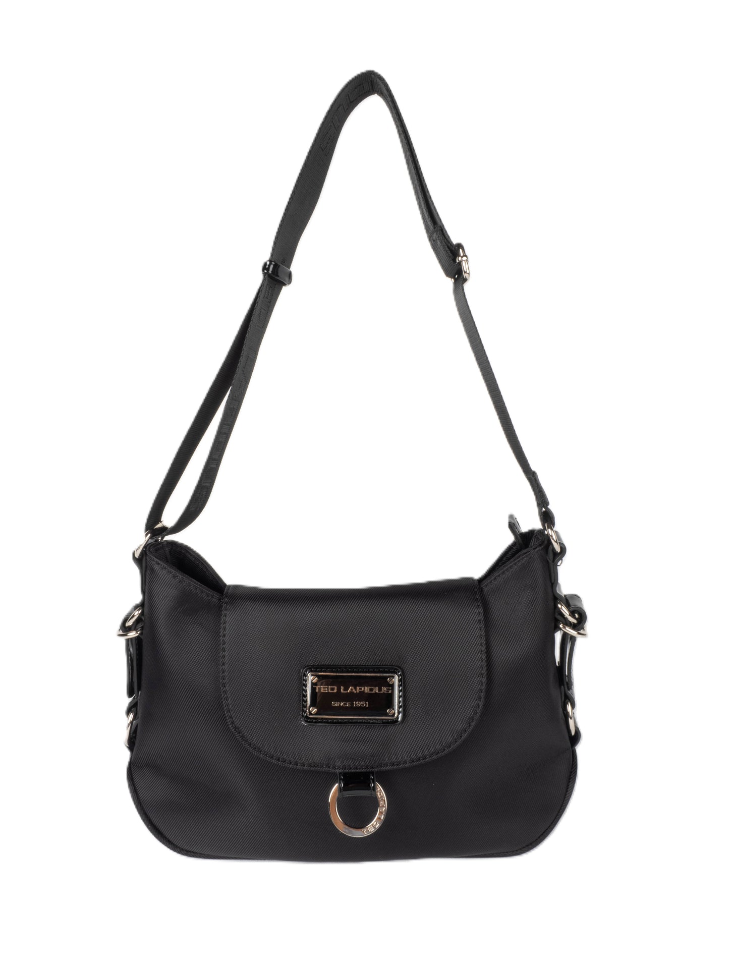Sac porté épaule noir Ted lapidus tonic avec rabat