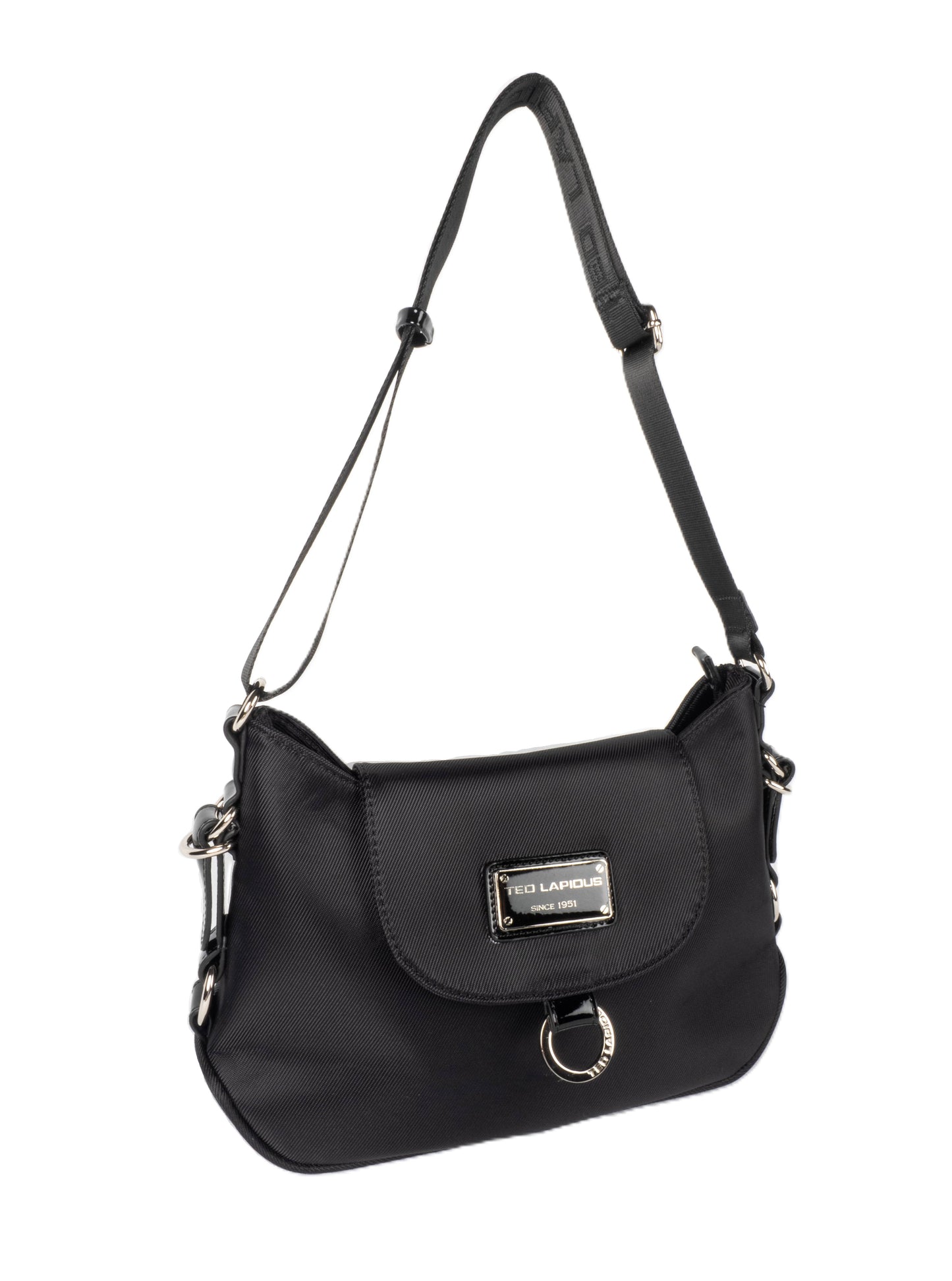 Sac porté épaule noir Ted lapidus tonic avec rabat