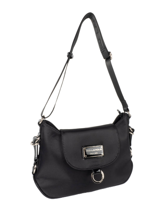 Sac porté épaule noir Ted lapidus tonic avec rabat