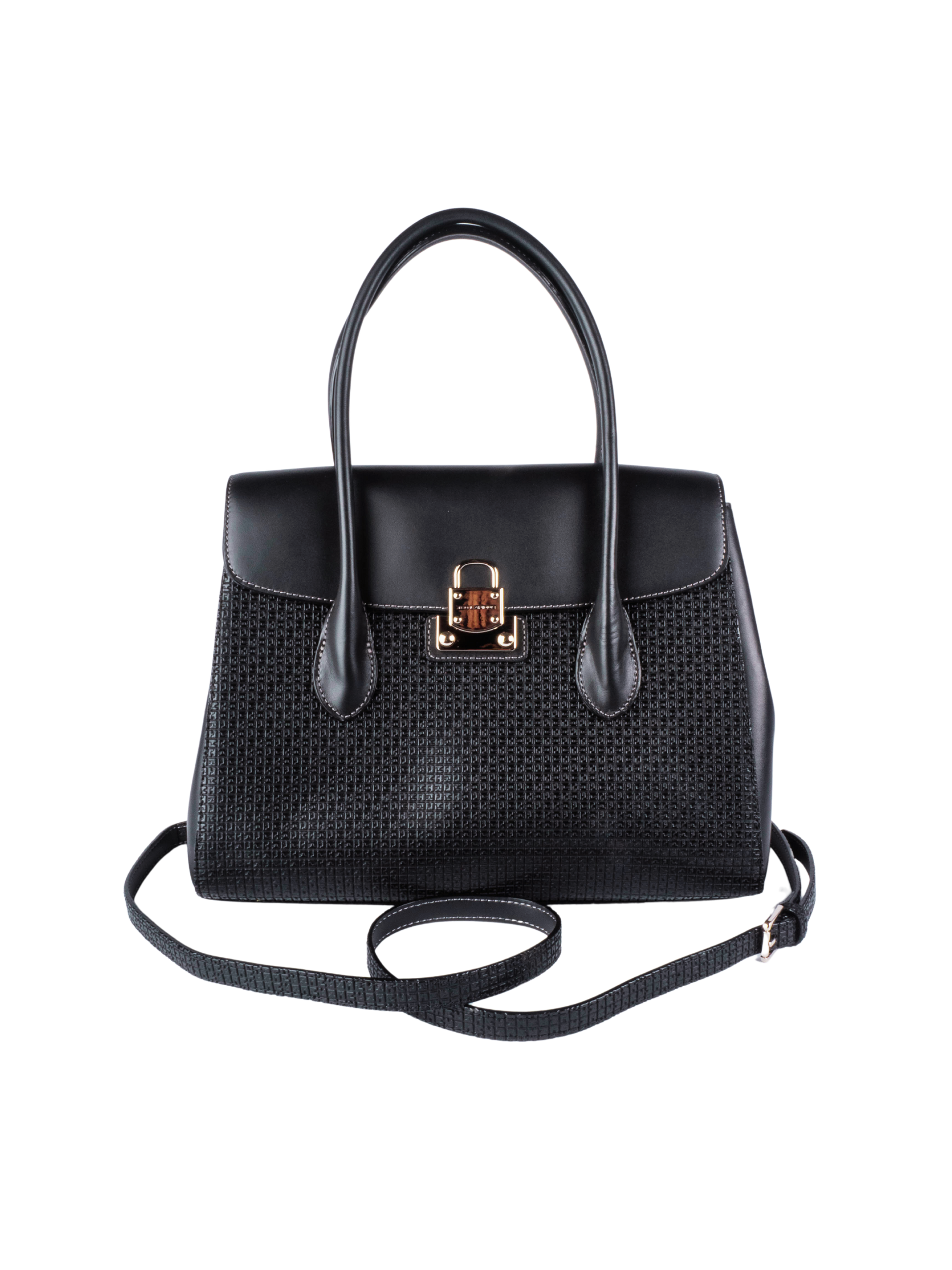 Sac à main ted lapidus fidelio noir en cuir au dessus avec bandoulière ajustable