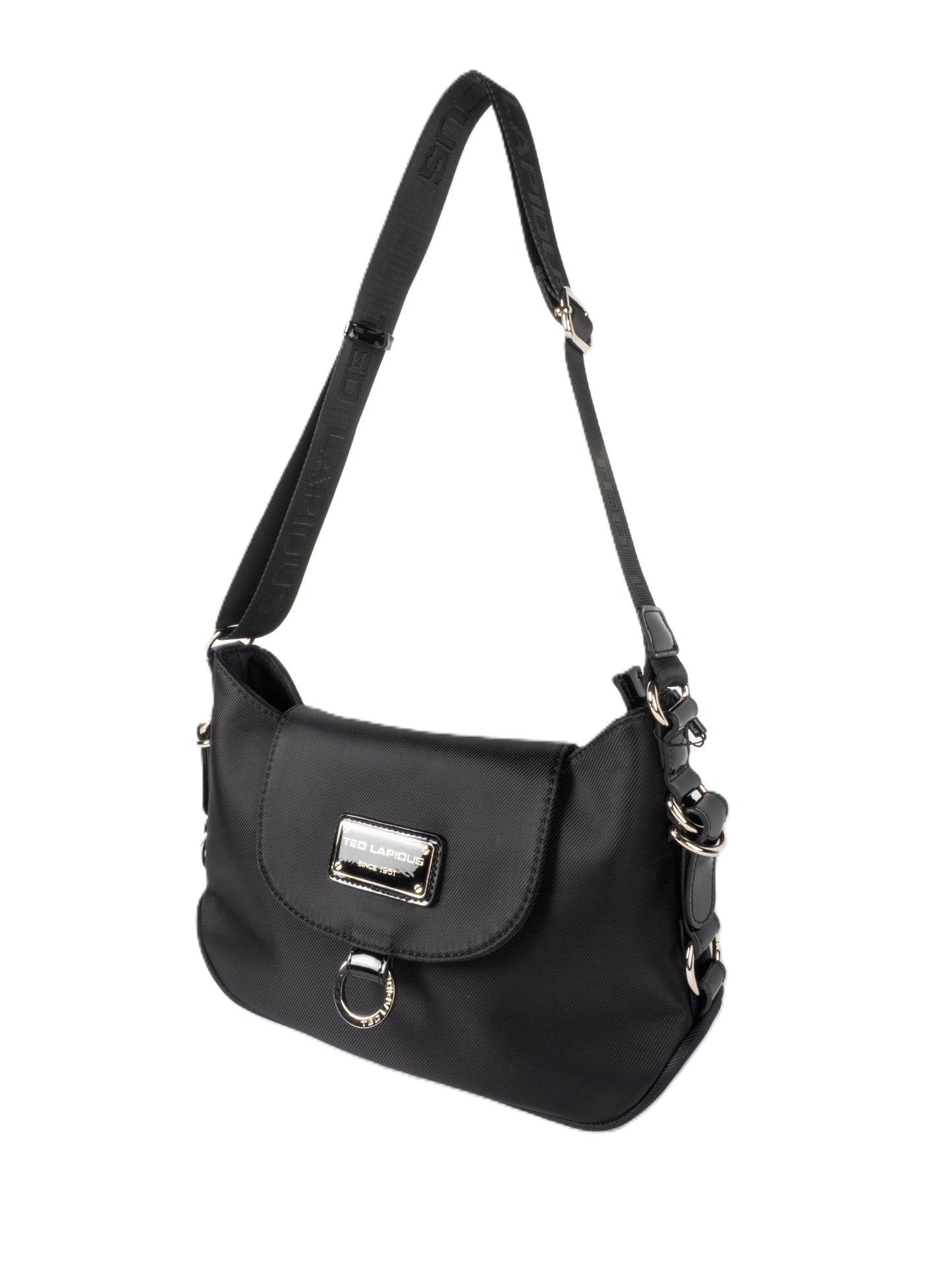 Sac porté épaule noir Ted lapidus tonic avec rabat