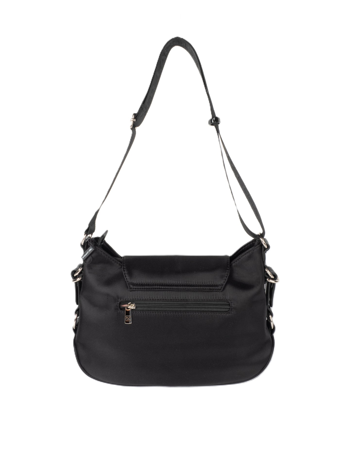 Sac porté épaule noir Ted lapidus tonic avec rabat. Vue arrière avec poche