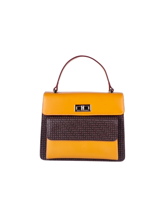 Petit sac cartable Ted Lapidus Fidelio marron, avec fermeture rotatif