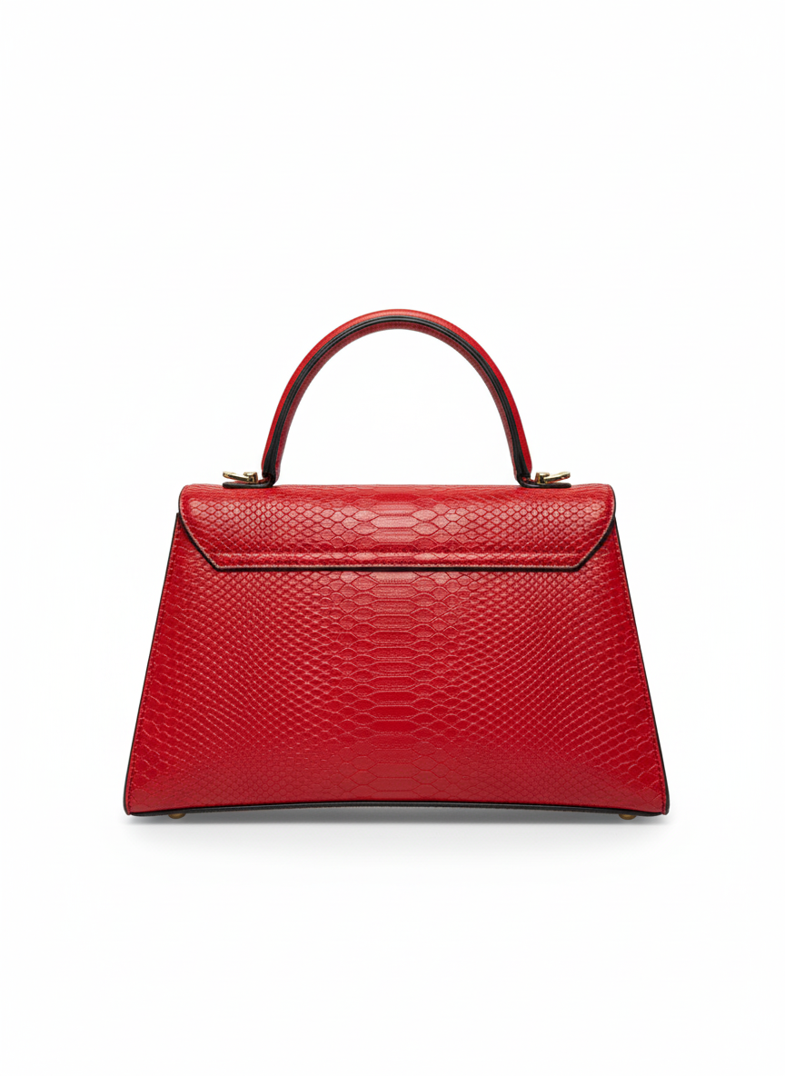 sac porté main ted lapidus eolia rouge effet croco vue arrière