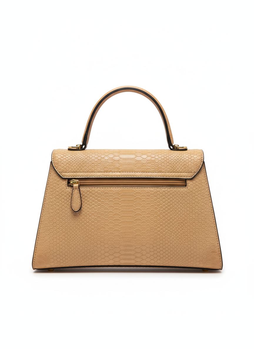 sac porté main ted lapidus eolia beige effet croco vue arrière