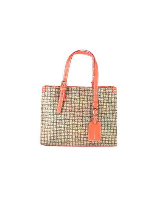 Mini Cabas Ted Lapidus Fidelio en Cuir et Vinyle doré irisé, poignées orange