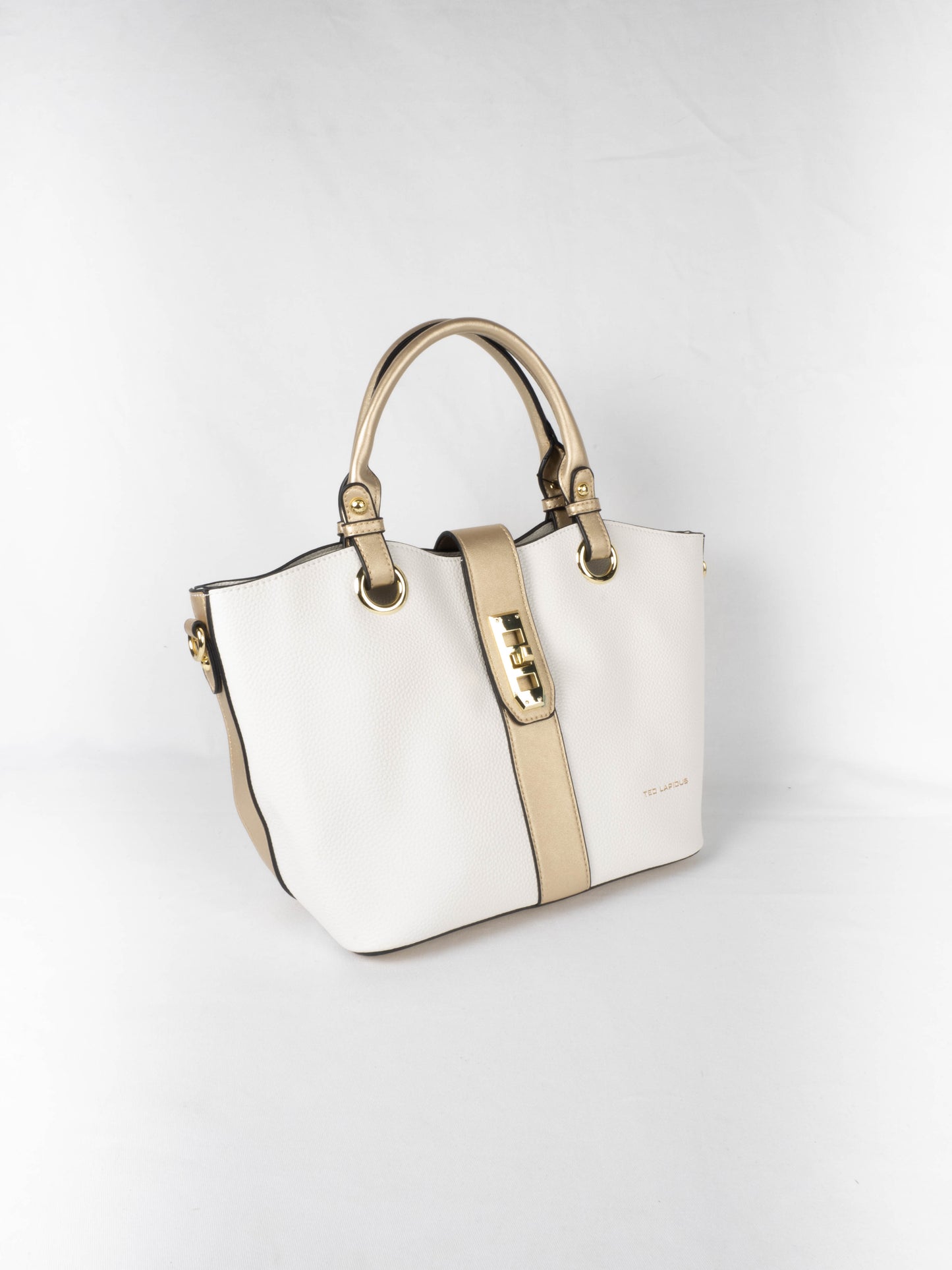 sac à main clothilde blanc avec une bande dorée ted lapidus