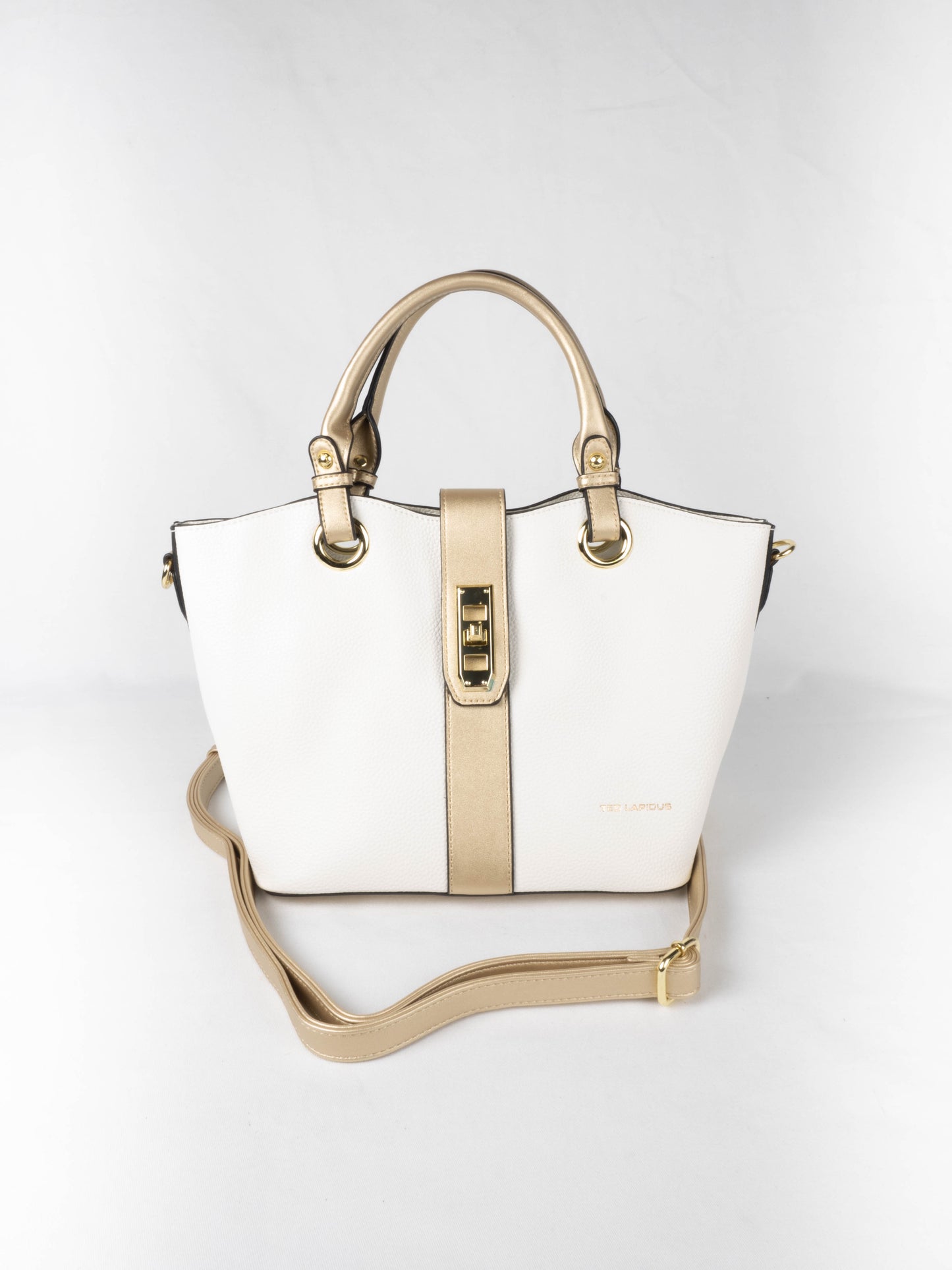 sac à main clothilde blanc avec une bande dorée ted lapidus avec bandoulière
