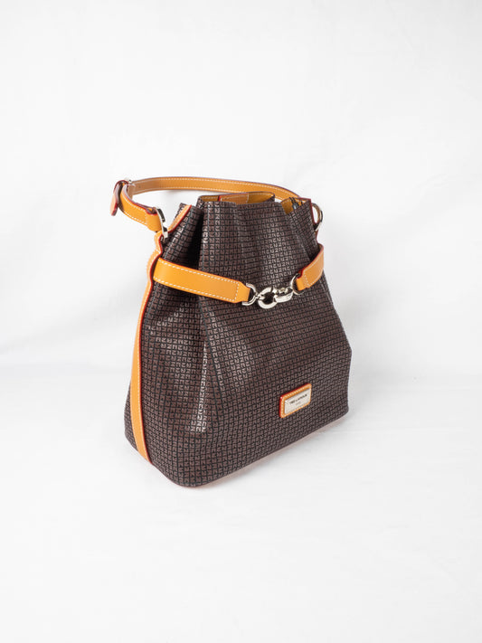 Sac à main porté épaule Ted Lapidus Fidelio en cuir marron