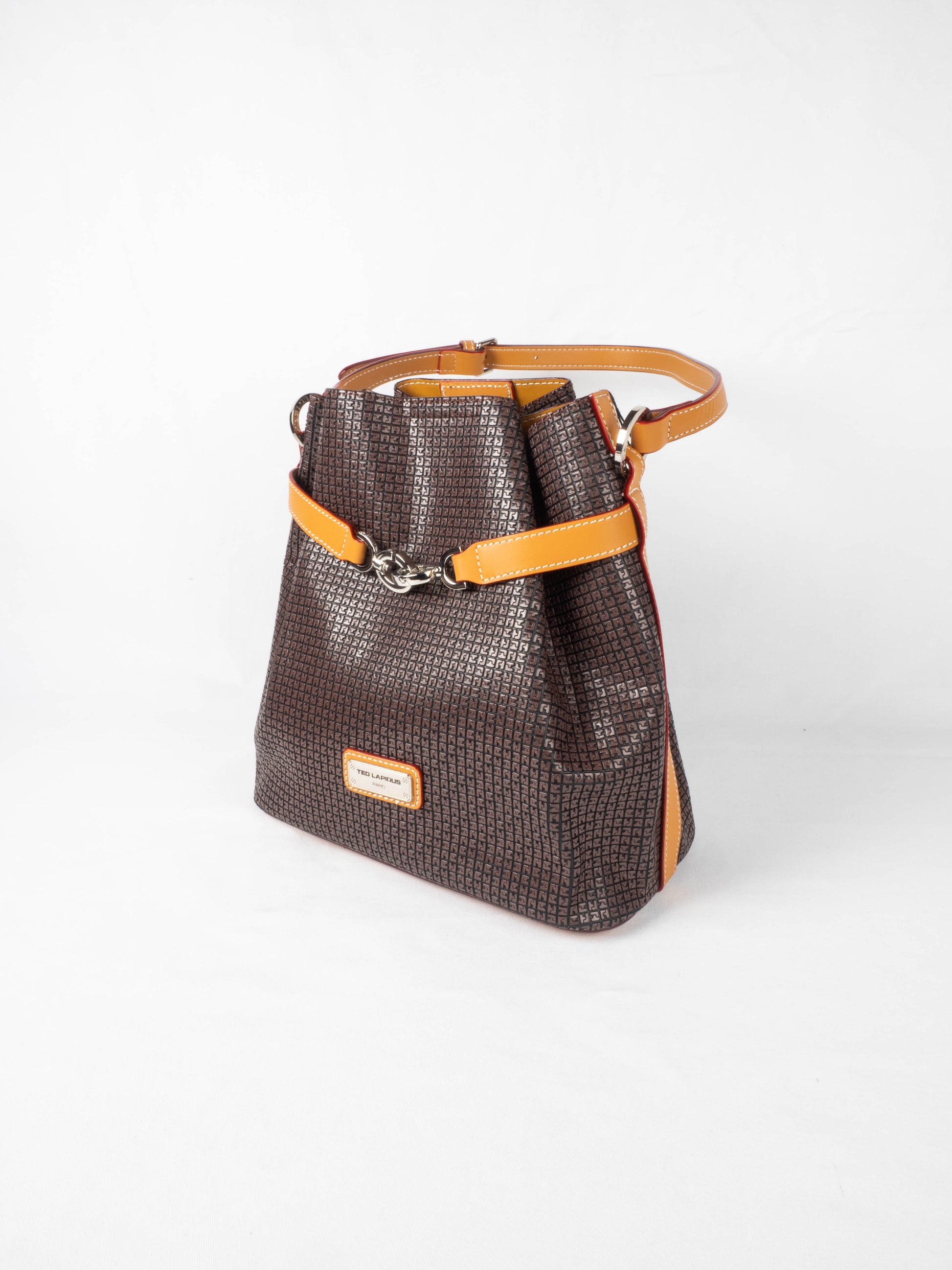 Sac à main porté épaule Ted Lapidus Fidelio en cuir marron