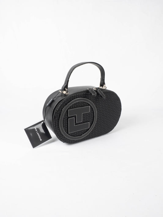 Sac à main Ted Lapidus Fidelio pilule en cuir noir avec logo