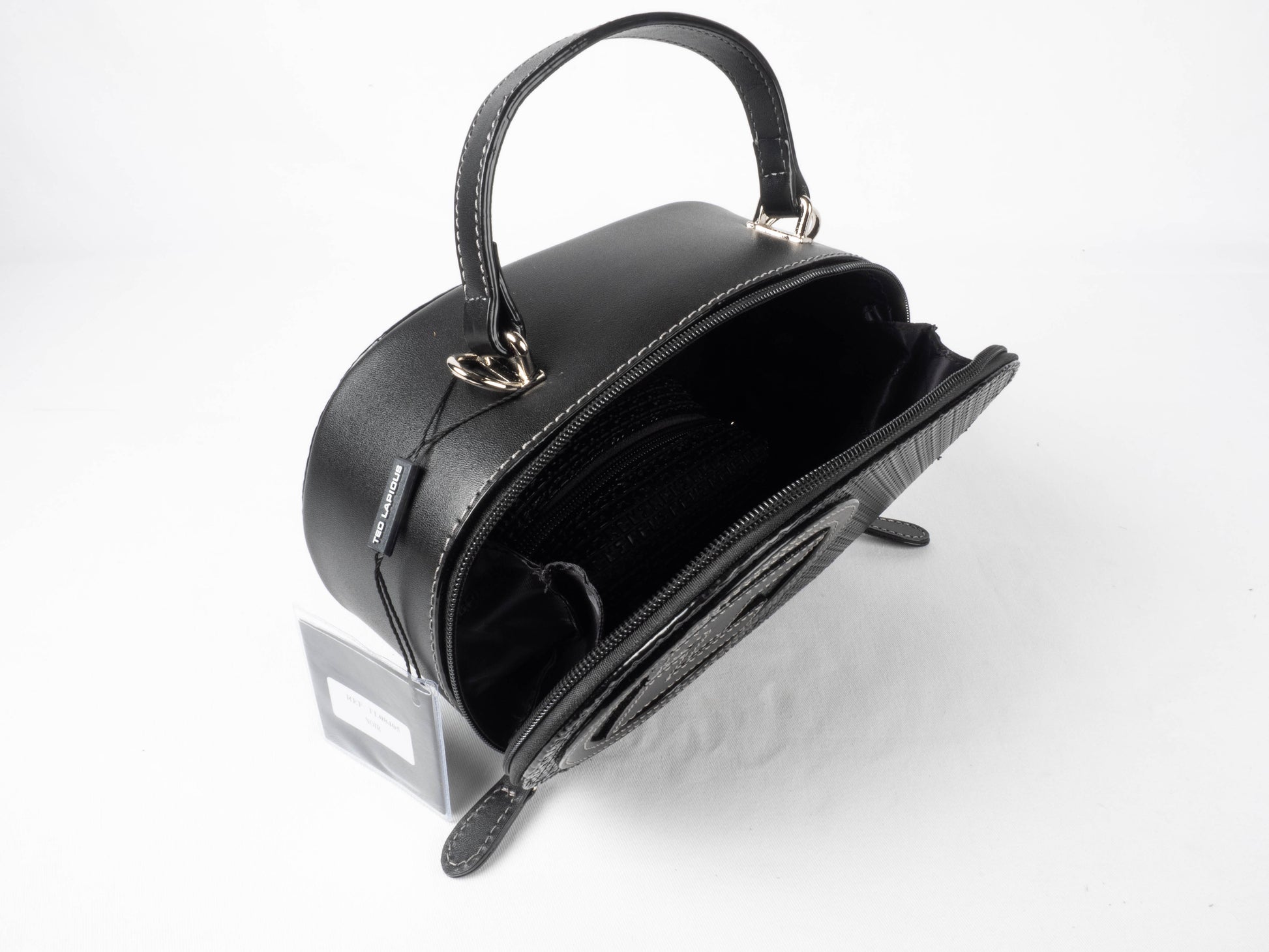 Sac à main Ted Lapidus Fidelio pilule en cuir noir ouvert