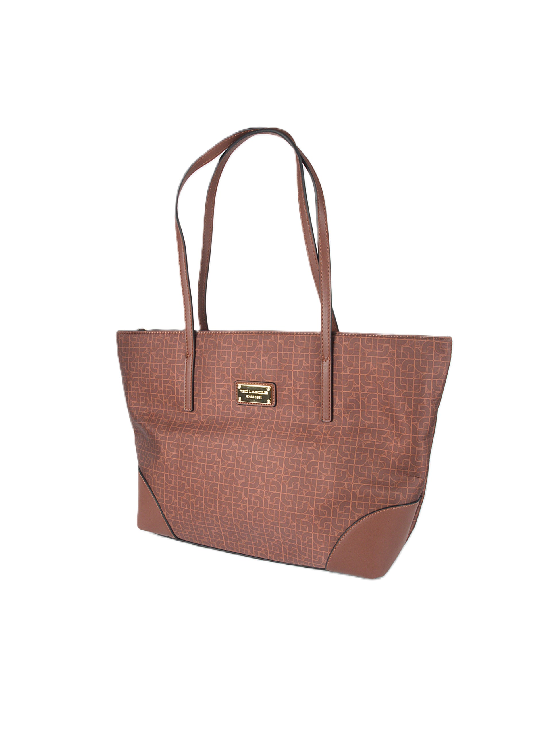 Sac à main Ted Lapidus Leeloo marron grand cabas vue de 3/4