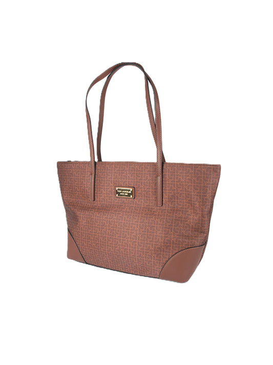 Sac à main Ted Lapidus Leeloo marron grand cabas vue de 3/4