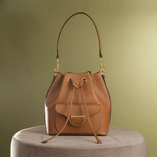 Sac bourse porté épaule angelina en cuir marron noisette Ted Lapidus pour femme