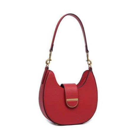 Sac besace angelina en cuir rouge et doré Ted Lapidus pour femme