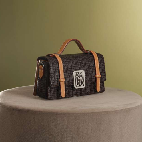 Sac porté épaule Ted Lapidus Fidelio en cuir marron et la poignée en cuir marron